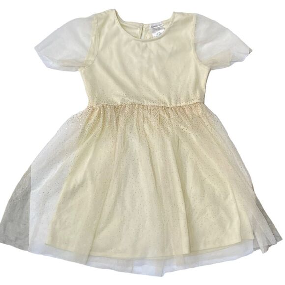 Forever Me Ivory Tulle Gold Accent Party Dress Sz 6 Girls - Picture 9 of 9